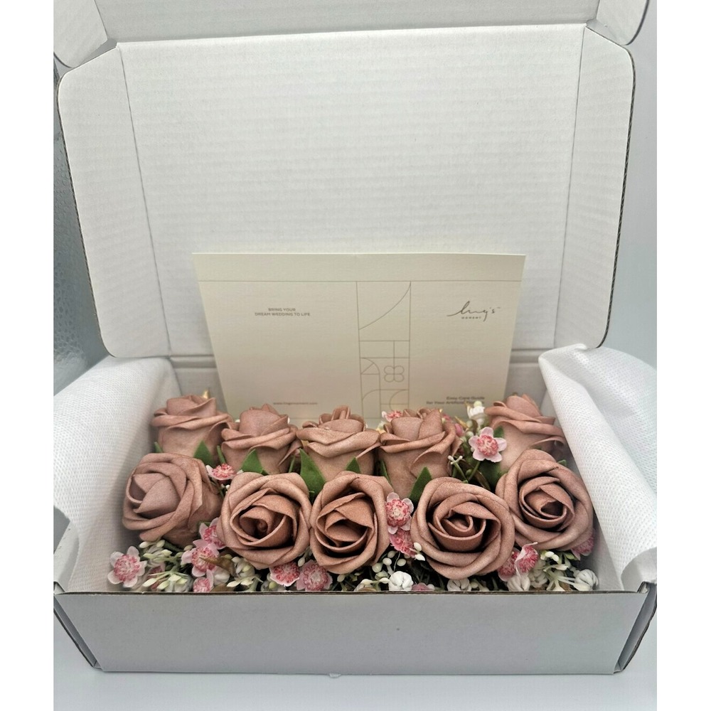 Ling's Moment Boutonniere for Men, Dusty Rose Pink, 10pcs